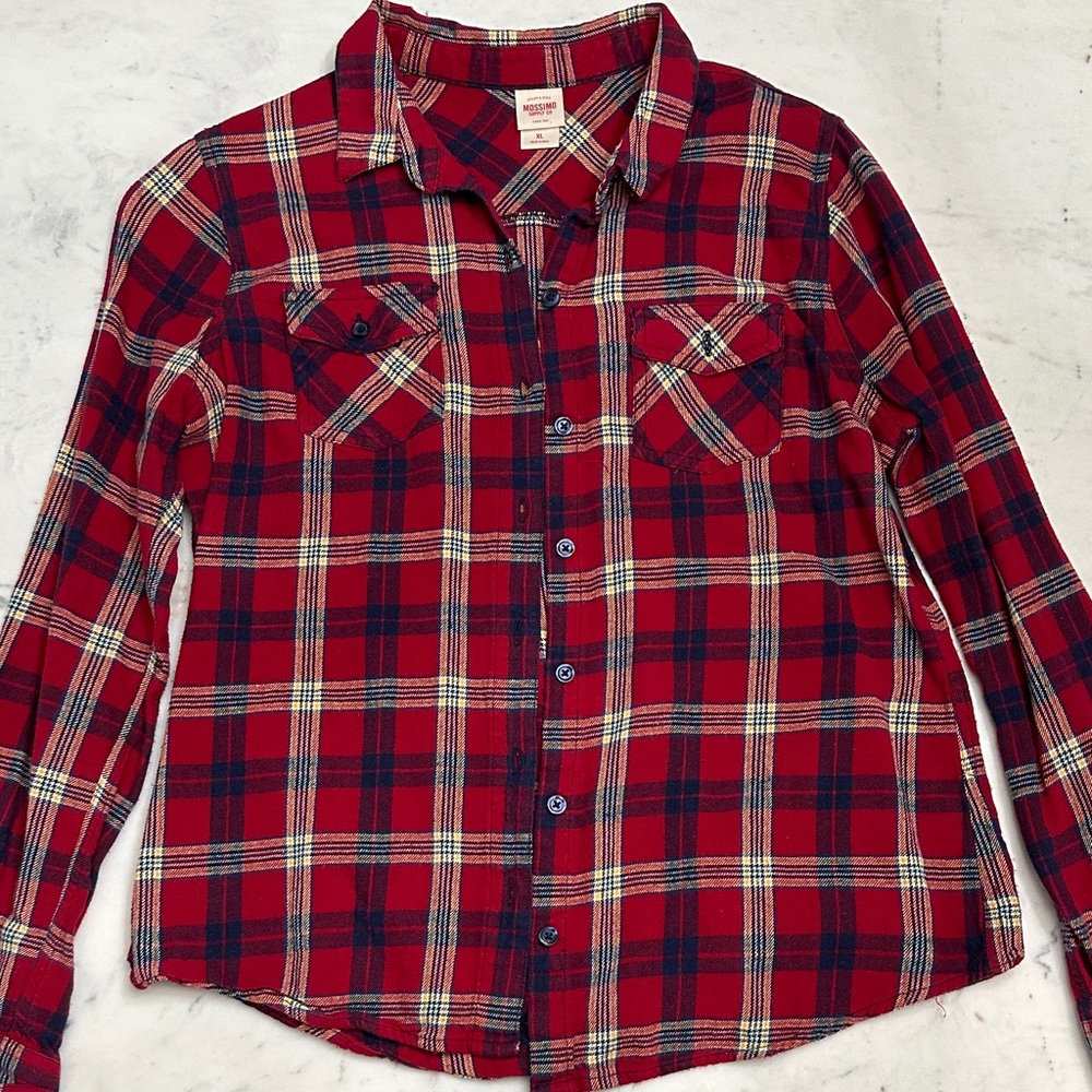 Mossimo Supply Co. Red and Blue Plaid Button Down Shirt